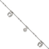 Sterling Silver Rhodium-plated Clover/Horseshoe 9 inch Plus 1 inch Extender - Total 10 inch Anklet